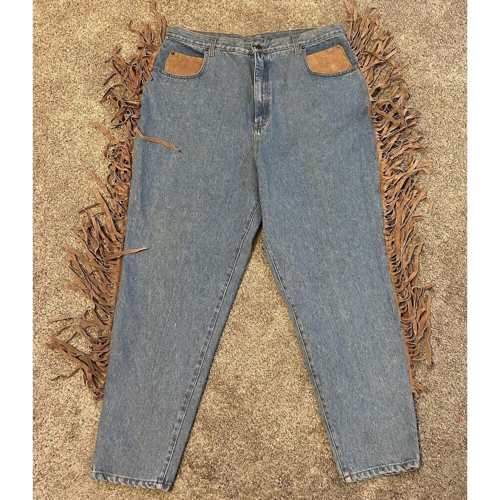 Vintage Seruchi Womens Fringe Boho Western Denim Jeans Size 24 Cowgirl